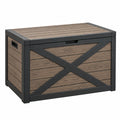 Garten-Aufbewahrungsbox 120 x 60 x 65 cm Kunststoff Dunkelbraun Schwarz Holzoptik