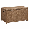 Aufbewahrungstruhe 90 x 45 x 50 cm aus Polyrattan Braun mit Klappdeckel
