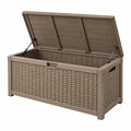 Aufbewahrungsbox 120 x 56 x 63 cm Kunststoff Taupe für Außenbereich mit Klappdeckel
