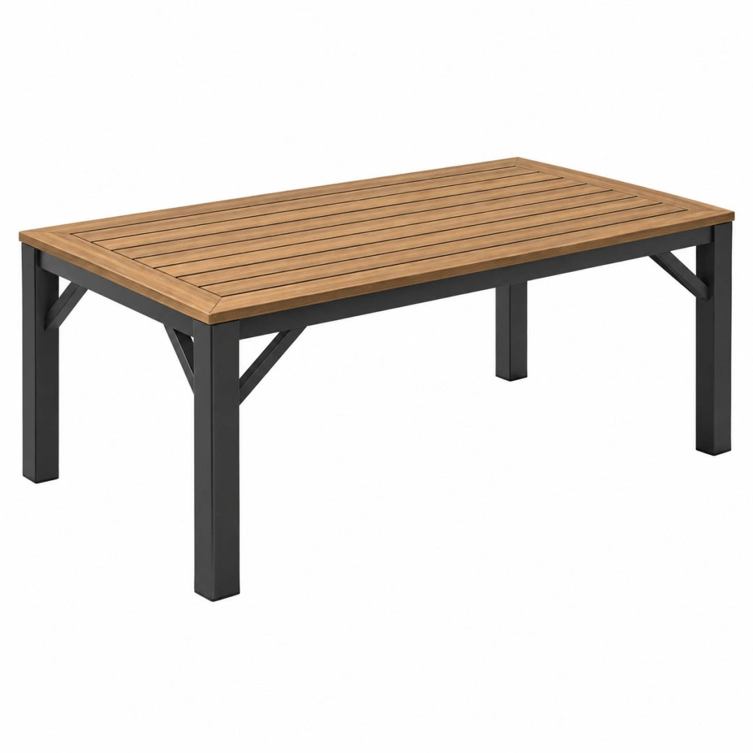 Gartentisch 180 x 90 cm Holz Braun Metallgestell Schwarz rechteckig für Terrasse