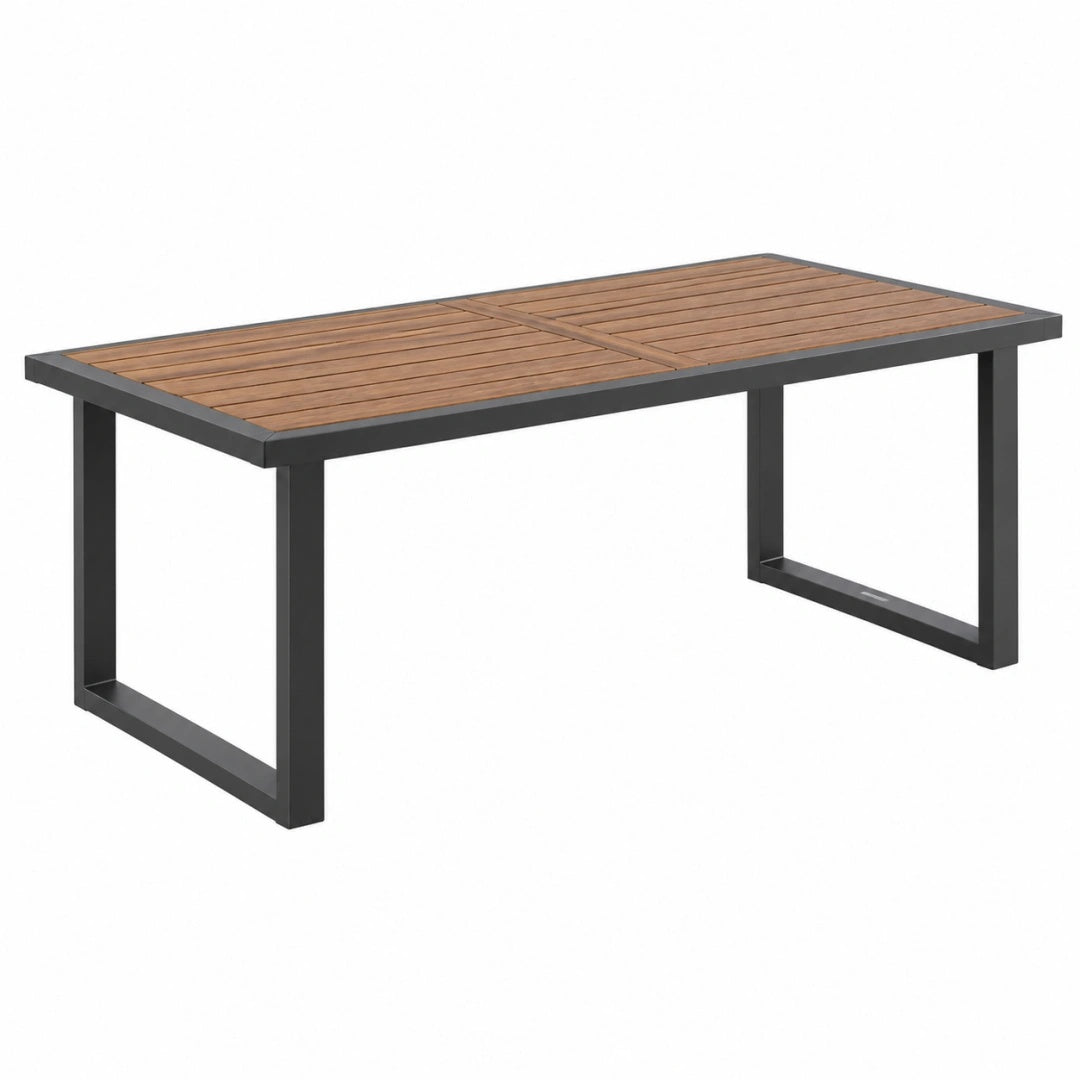 Gartentisch 180 x 90 x 75 cm Holz und Stahl Braun Schwarz rechteckig