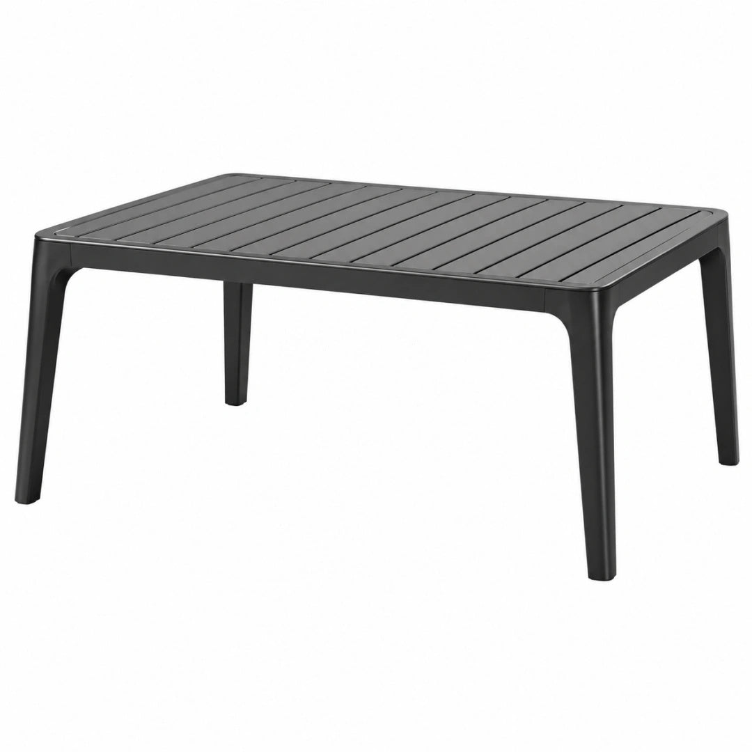 Gartentisch 90 x 60 x 45 cm Kunststoff Schwarz Lamellenplatte Modern