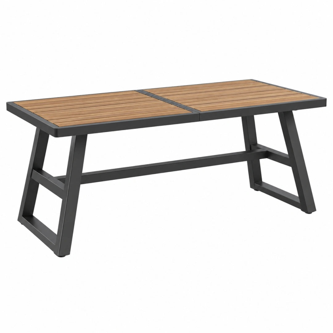 Gartentisch 180 x 90 x 75 cm Holz und Metall Braun Schwarz - rechteckiger Esstisch für Außenbereich