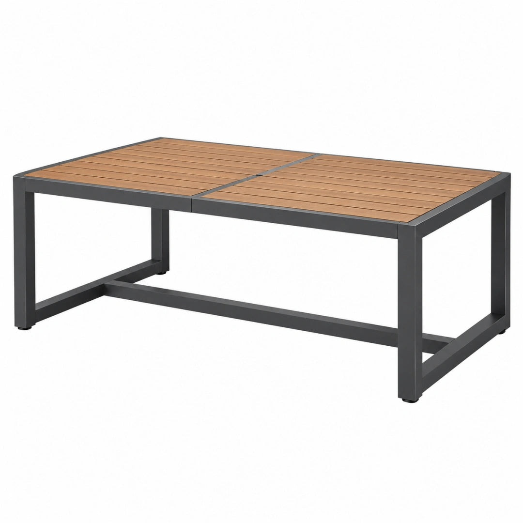 Gartentisch 180 x 90 cm Holzoptik Braun Metallgestell Anthrazit für Terrasse