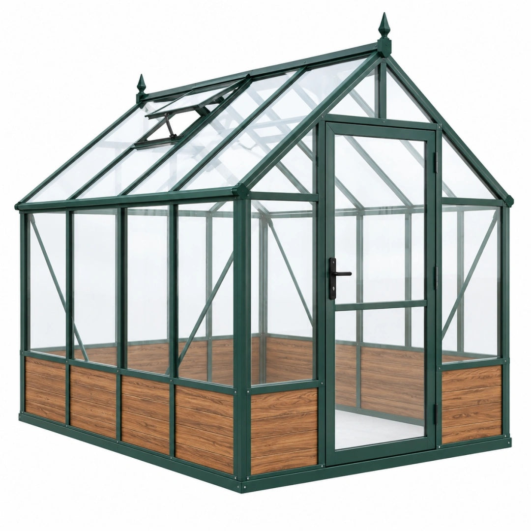 Gewächshaus 240 x 190 x 245 cm Metall Grün mit transparenten Paneelen klassisch mit Dachfenster