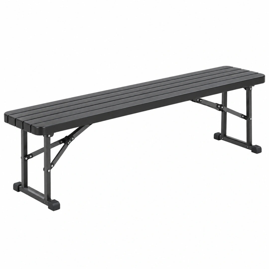 Klappbare Gartenbank 183 x 28 x 43 cm aus Metall Schwarz mit Lattenfläche
