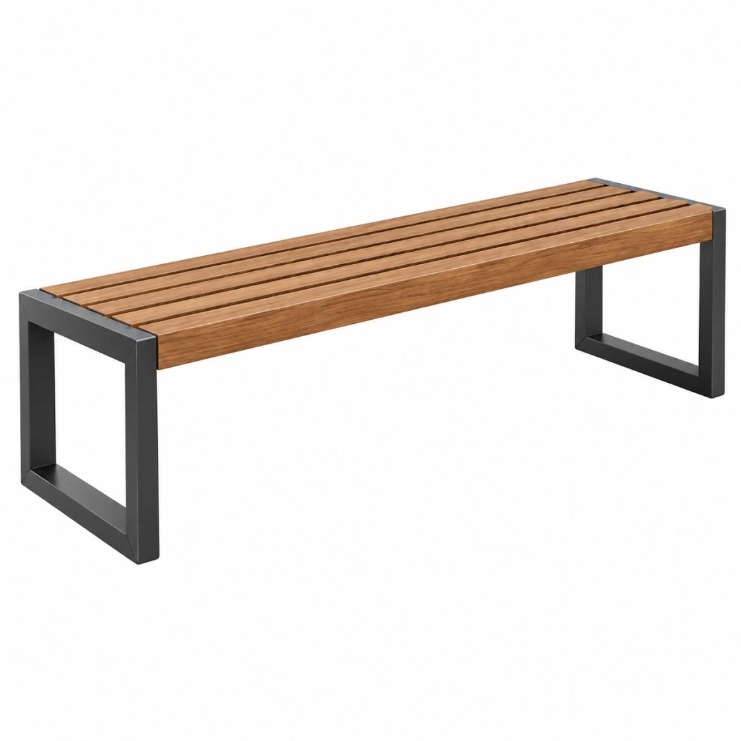 Gartenbank 120 x 35 x 45 cm Holz Metall Braun Schwarz modern