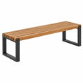 Gartenbank 150 x 35 x 45 cm Holz Braun Schwarz mit Metallgestell im modernen Stil