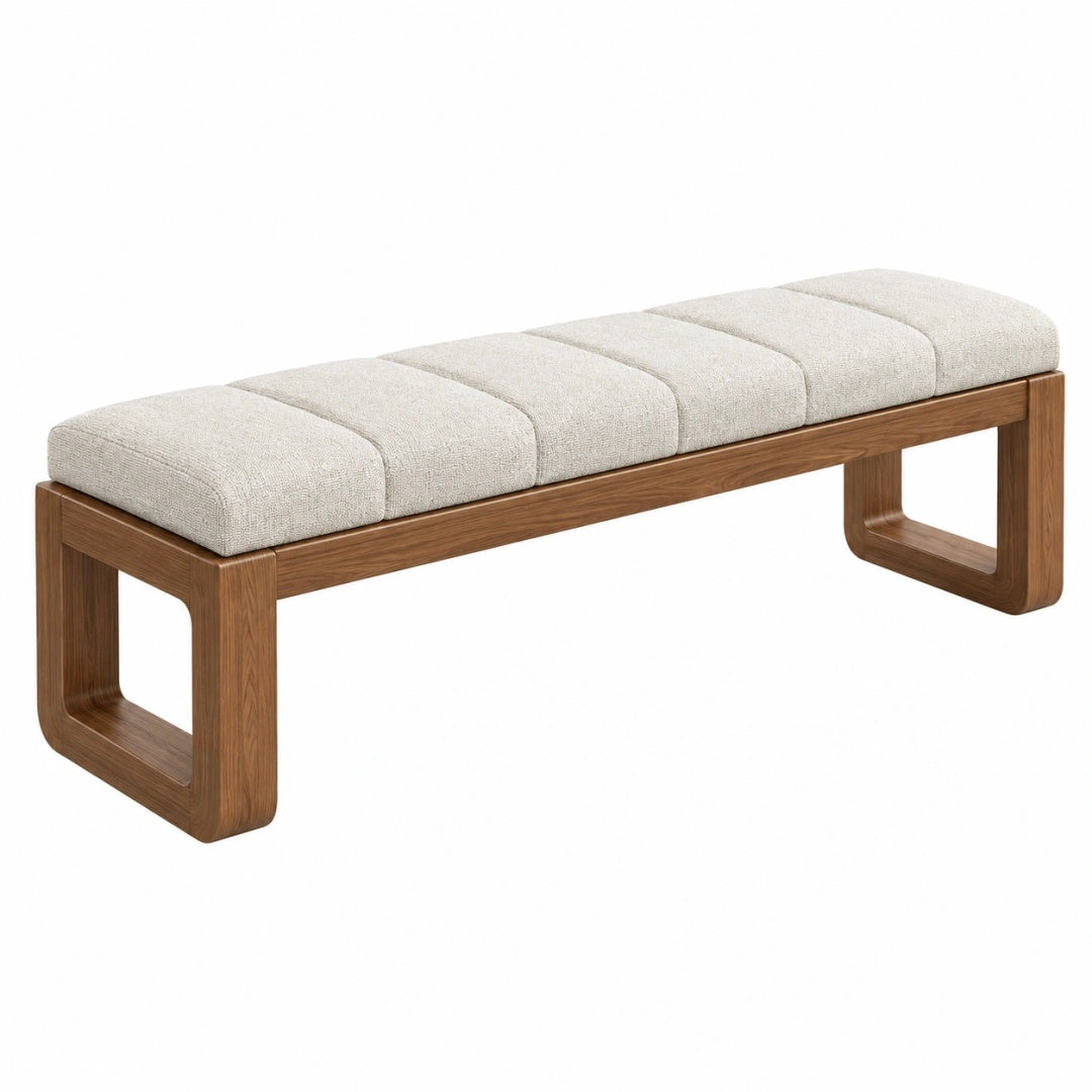 Sitzbank 160 cm Beige mit Holzgestell gepolstert im modernen Stil