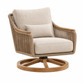 Drehsessel 80 x 85 x 88 cm Holz Seilgeflecht Beige für Wohnbereich mit Drehfunktion