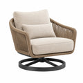 Drehsessel 82 x 84 x 88 cm mit Seilgeflecht Beige im Boho-Stil