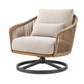 Drehsessel 85 x 82 x 88 cm Beige Braun mit Seilbespannung und Metallfuß