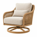 Drehsessel 82 x 78 x 88 cm Geflecht Holz Beige mit Drehfunktion