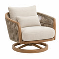 Drehsessel 82 x 85 x 82 cm Holz Seilgeflecht Beige Naturbraun Boho