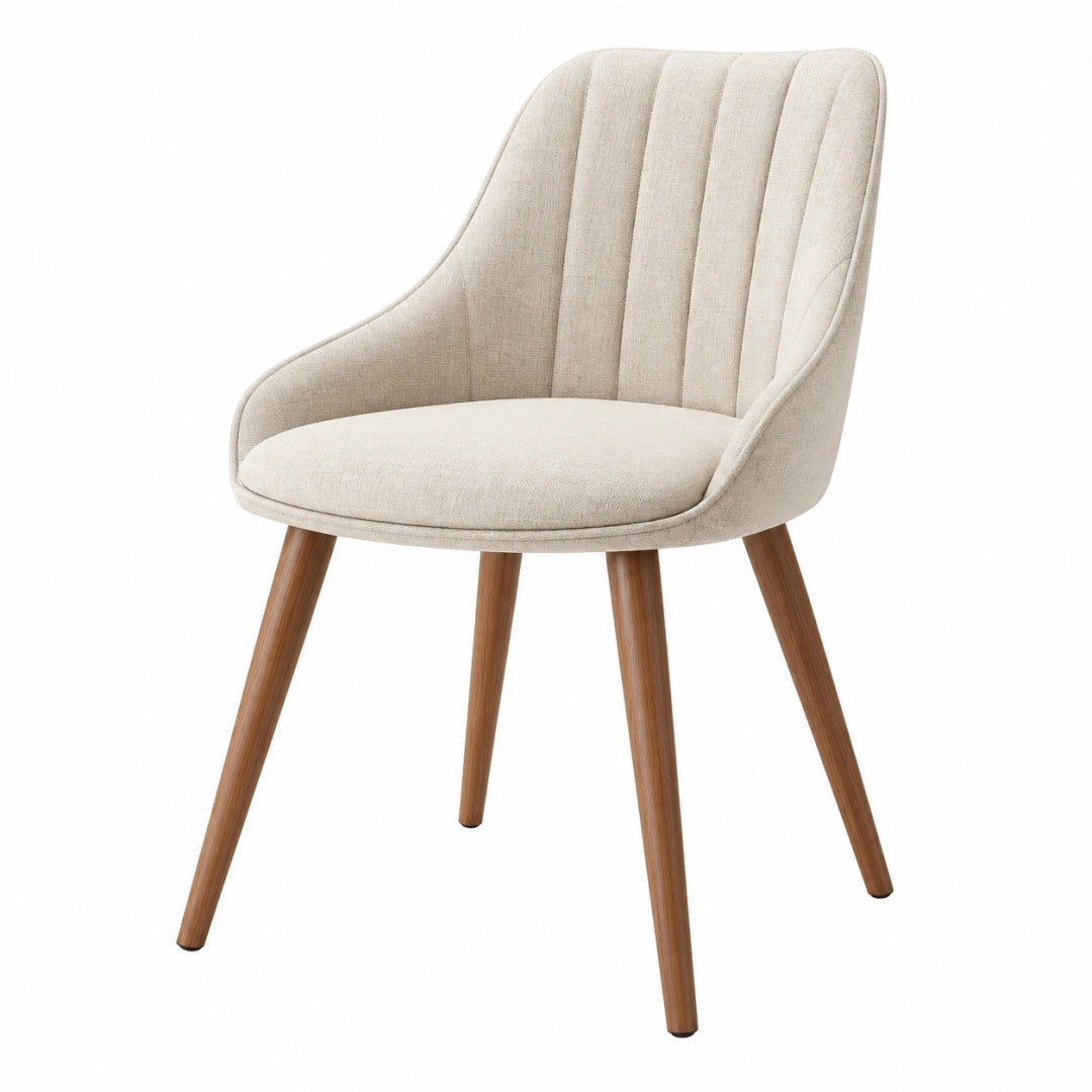Esszimmerstuhl 58 x 62 x 85 cm Textil Beige Holzbeine gepolstert