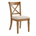 Esszimmerstuhl 48 x 55 x 100 cm Holz Braun Beige gepolstert im Landhausstil